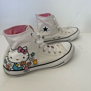 Converse Hello Kitty Chuck Taylor White and Pink High-Top Sneakers 8 women’s EUC